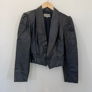 Black Leather Blazer Biker Jacket Coat